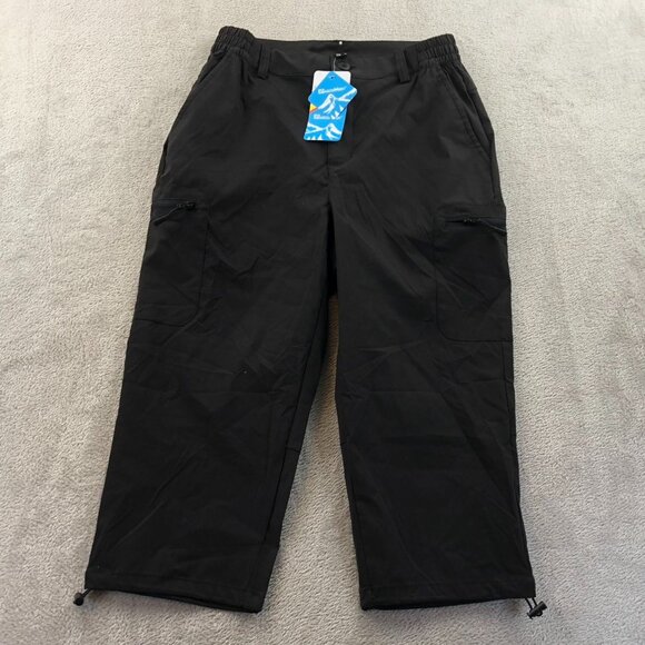 NWT Magco Msen Womens Cargo Pants Small Black Outdoors Capri Elastic Waist Casua - Picture 12 of 13